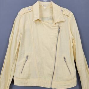 Maurices Yellow Linen Blend Lightweight Jacket Long Sleeves Diagonal Zip Women M